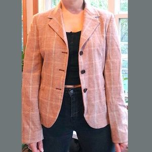 Kuhlman Tan & Teal Plaid Blazer